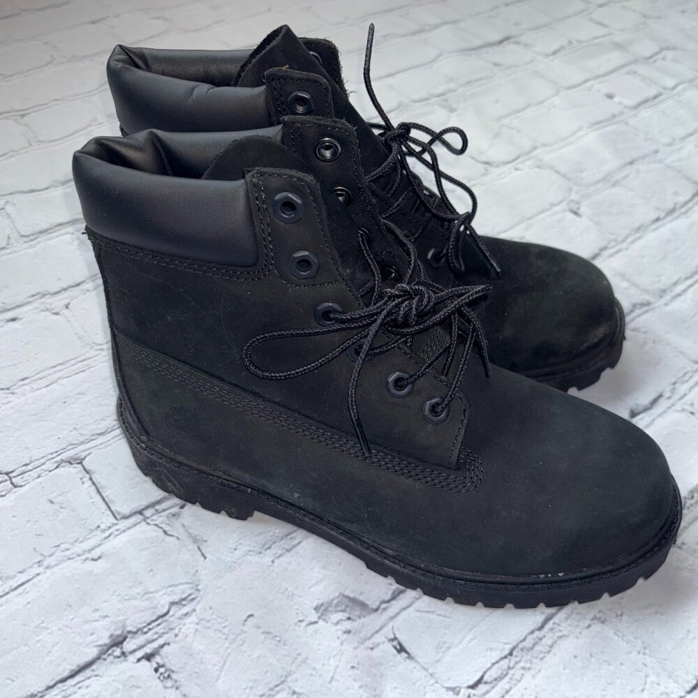 Boys Timberland Waterproof 6" Boots Shoes Black Size 5.5 B2907001 Pre-Owned